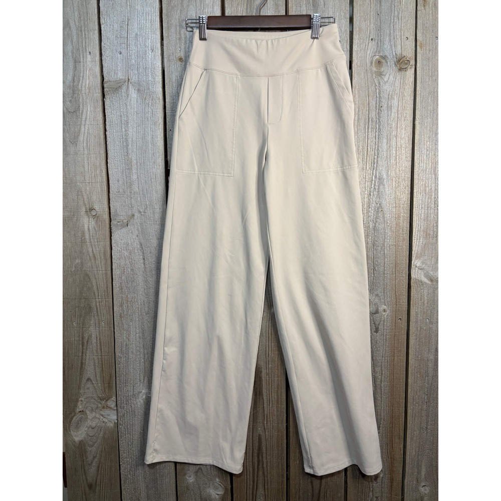 G4Free Womens Wide Leg Yoga Dress Pants Beige High Waist Trousers GF23J172 S 4/6